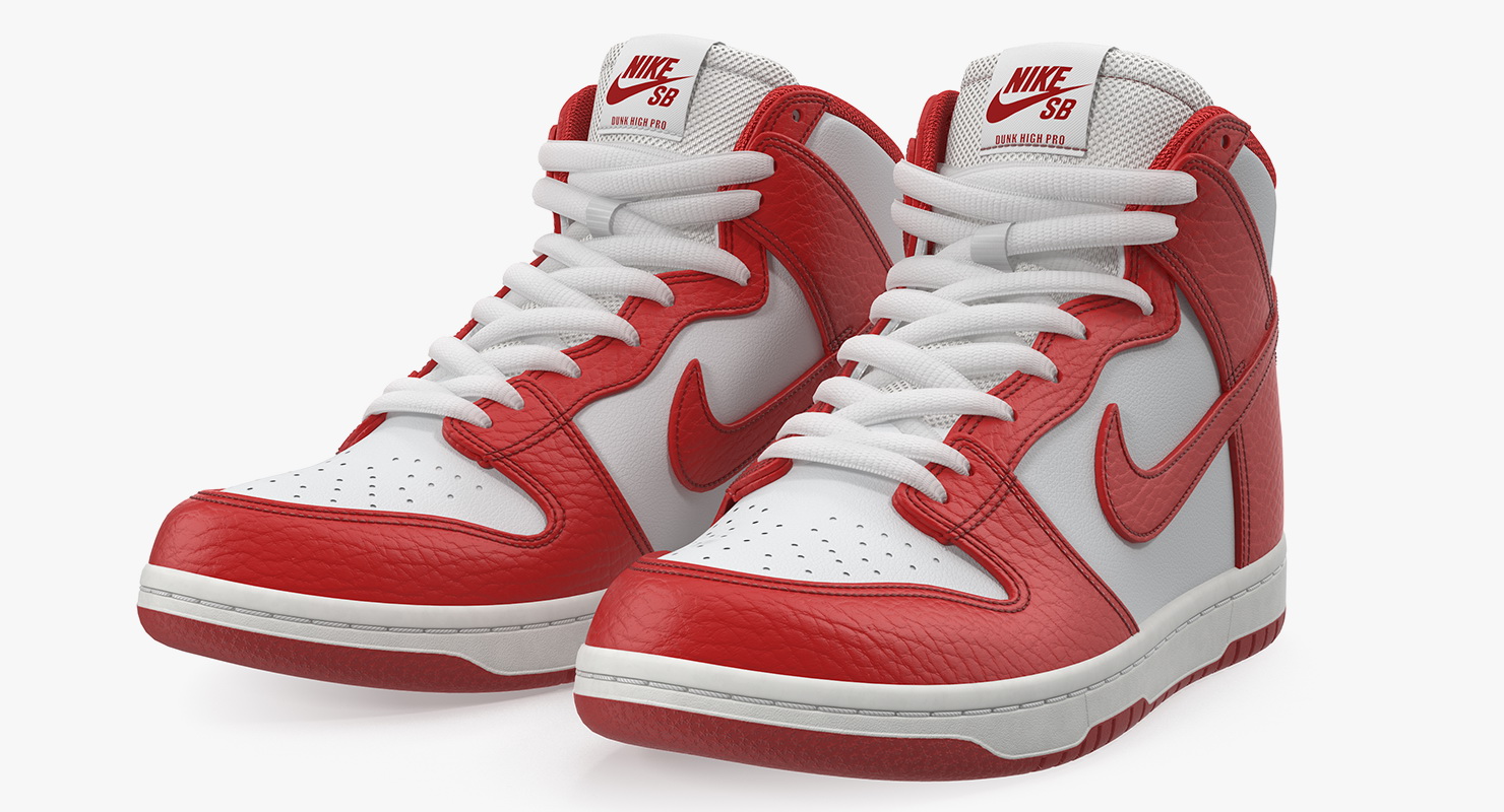 3D Nike Skateboarding Shoe Dunk High Pro Red