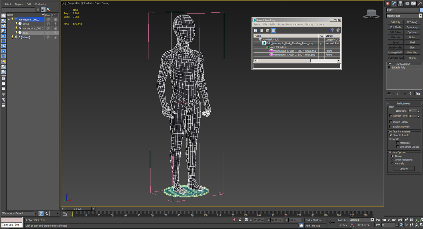 Child Mannequin Dark Standing Pose 3D model