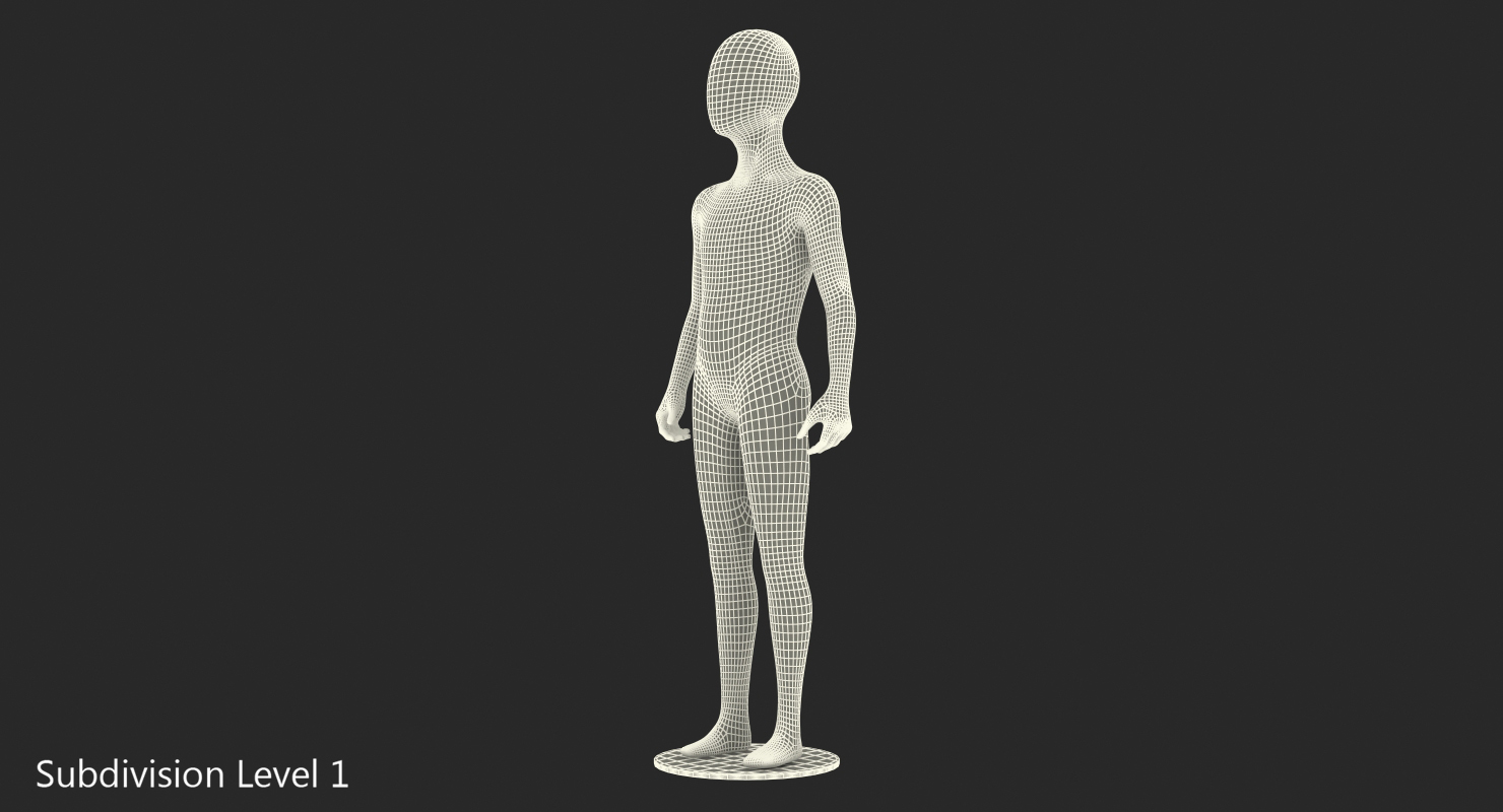Child Mannequin Dark Standing Pose 3D model