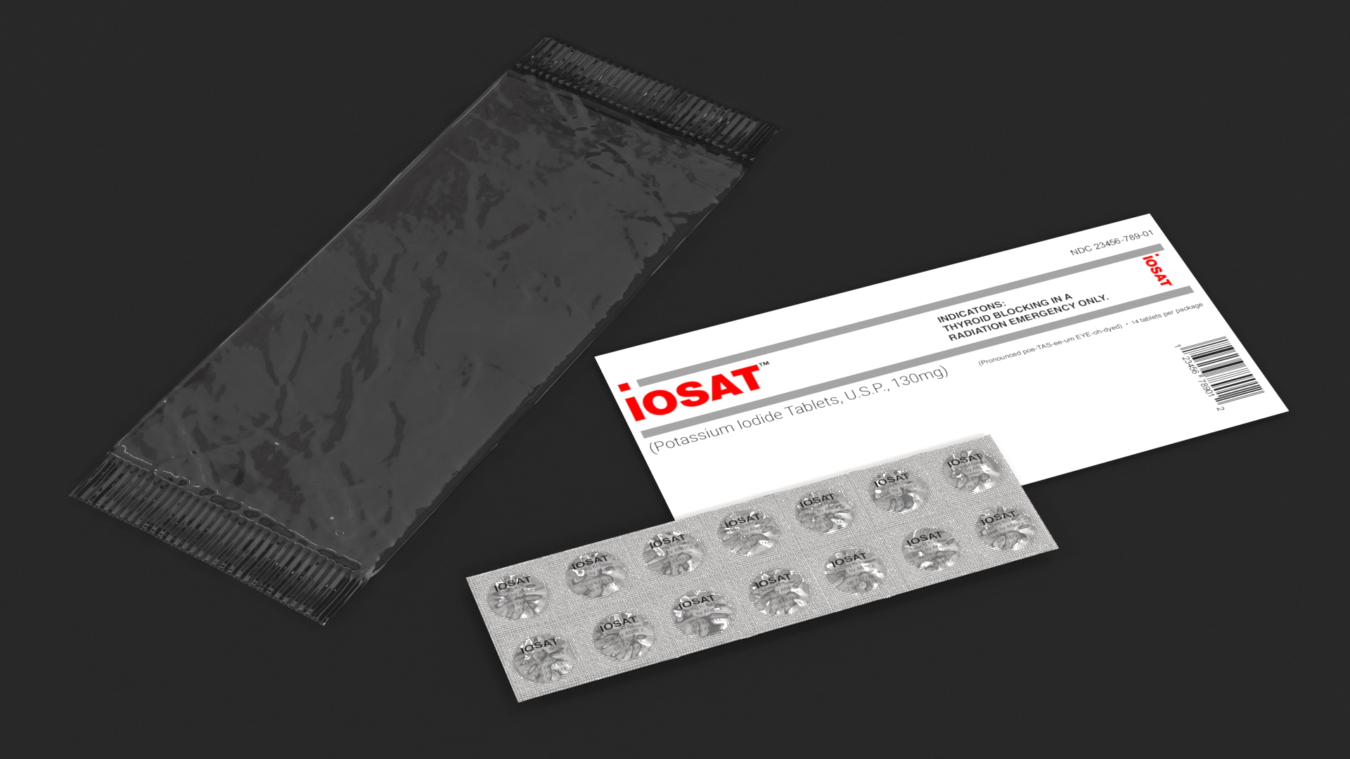 Potassium Iodide Tablets in Packaging 3D