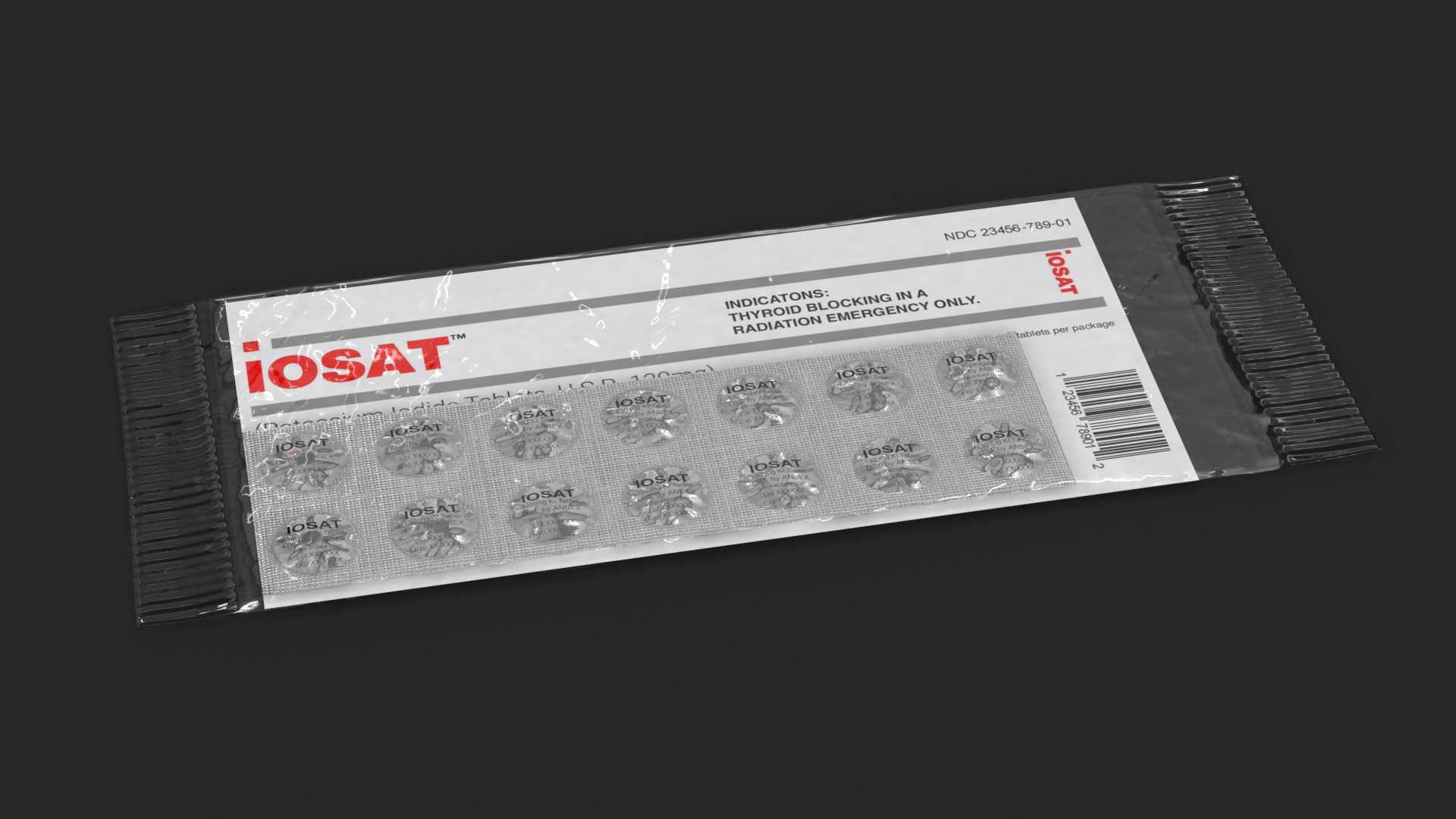 Potassium Iodide Tablets in Packaging 3D