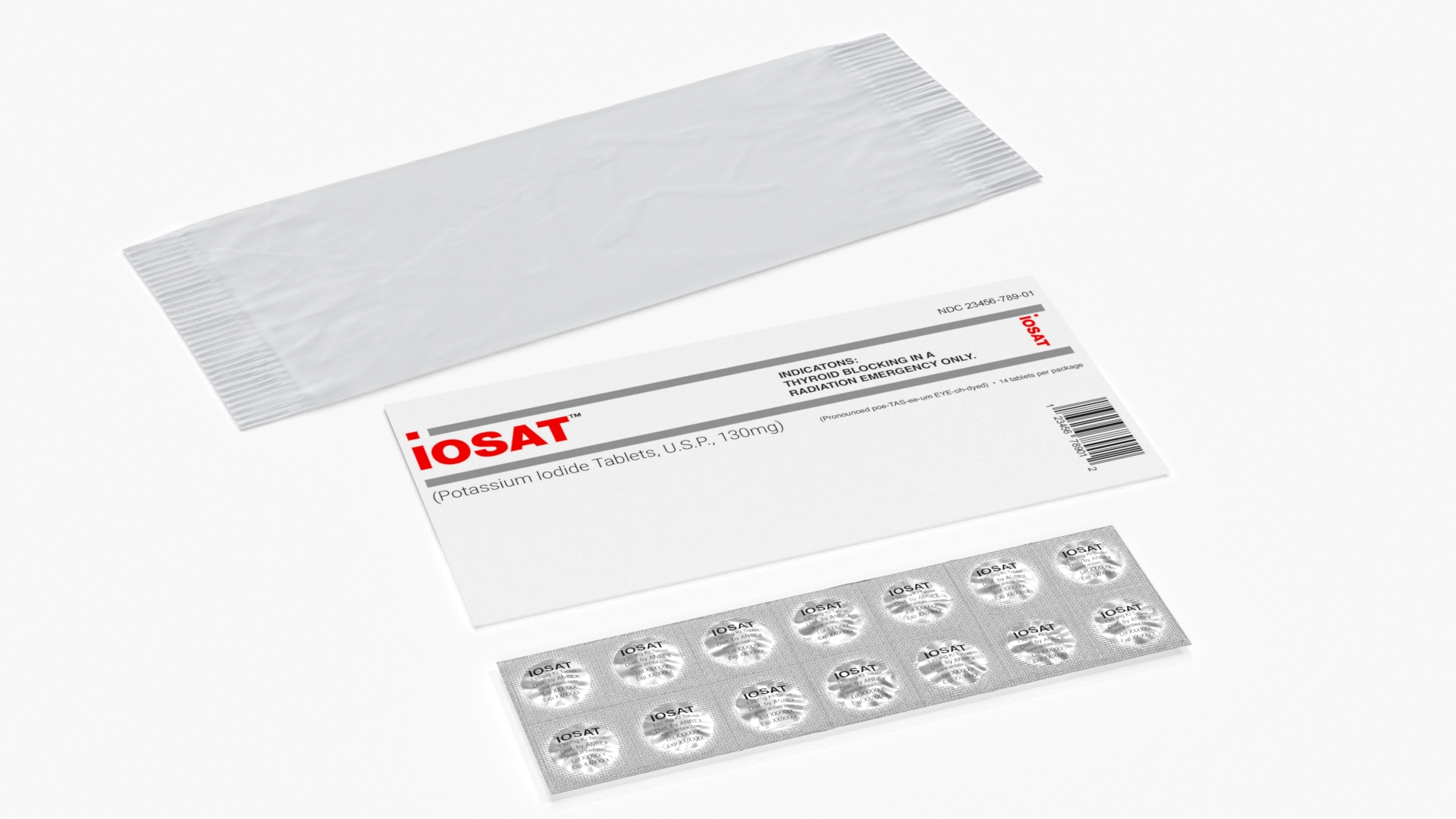 Potassium Iodide Tablets in Packaging 3D