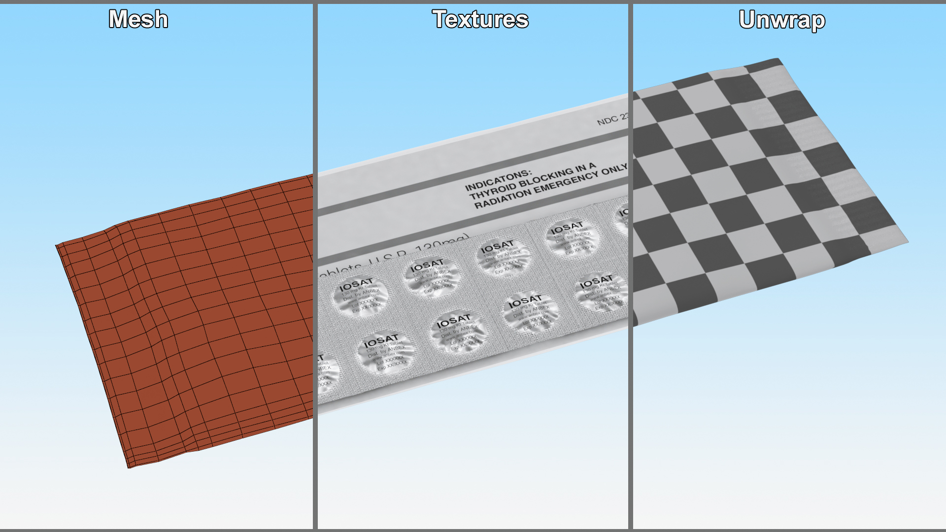 Potassium Iodide Tablets in Packaging 3D