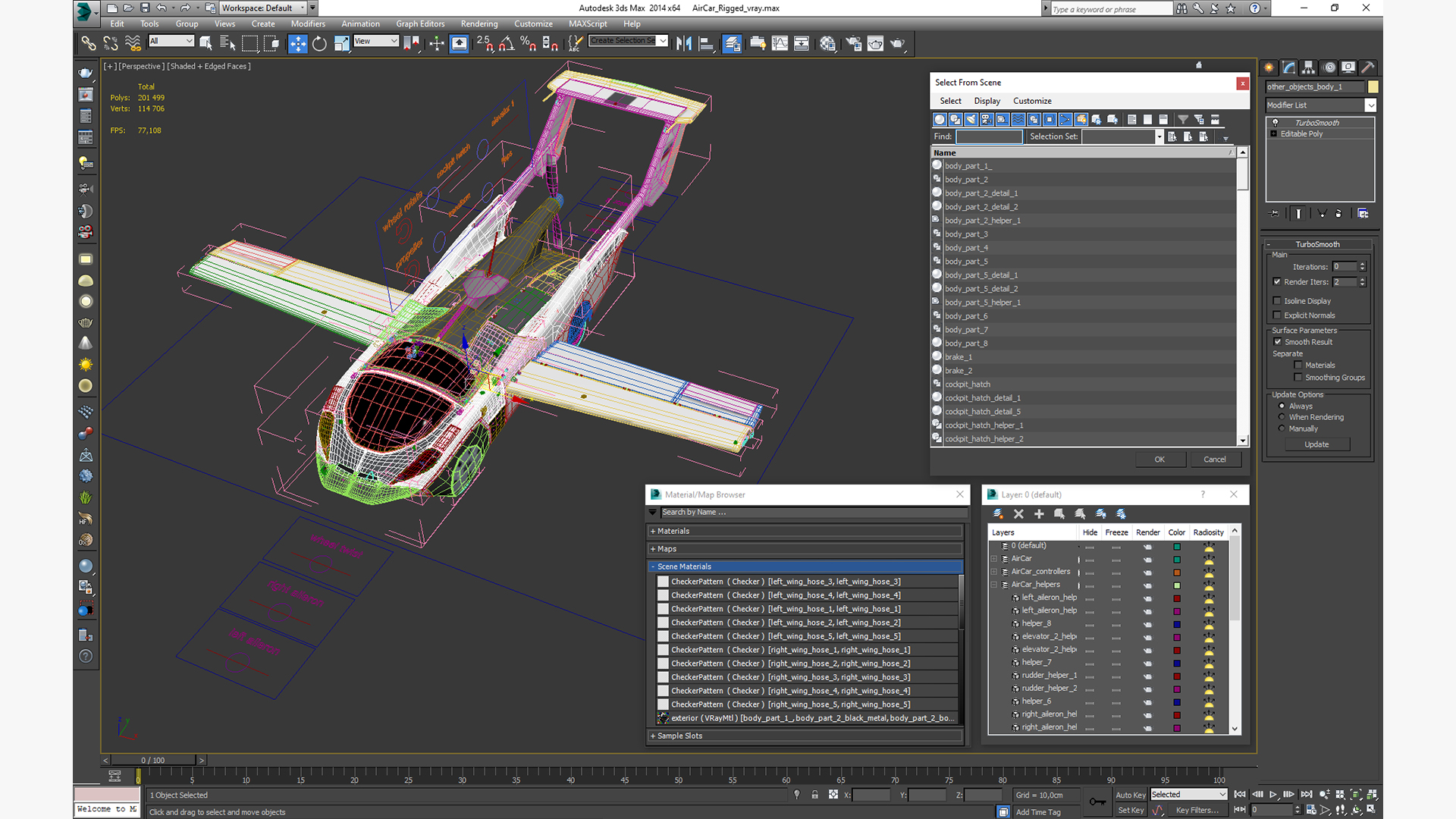 AirCar Rigged for Maya 3D