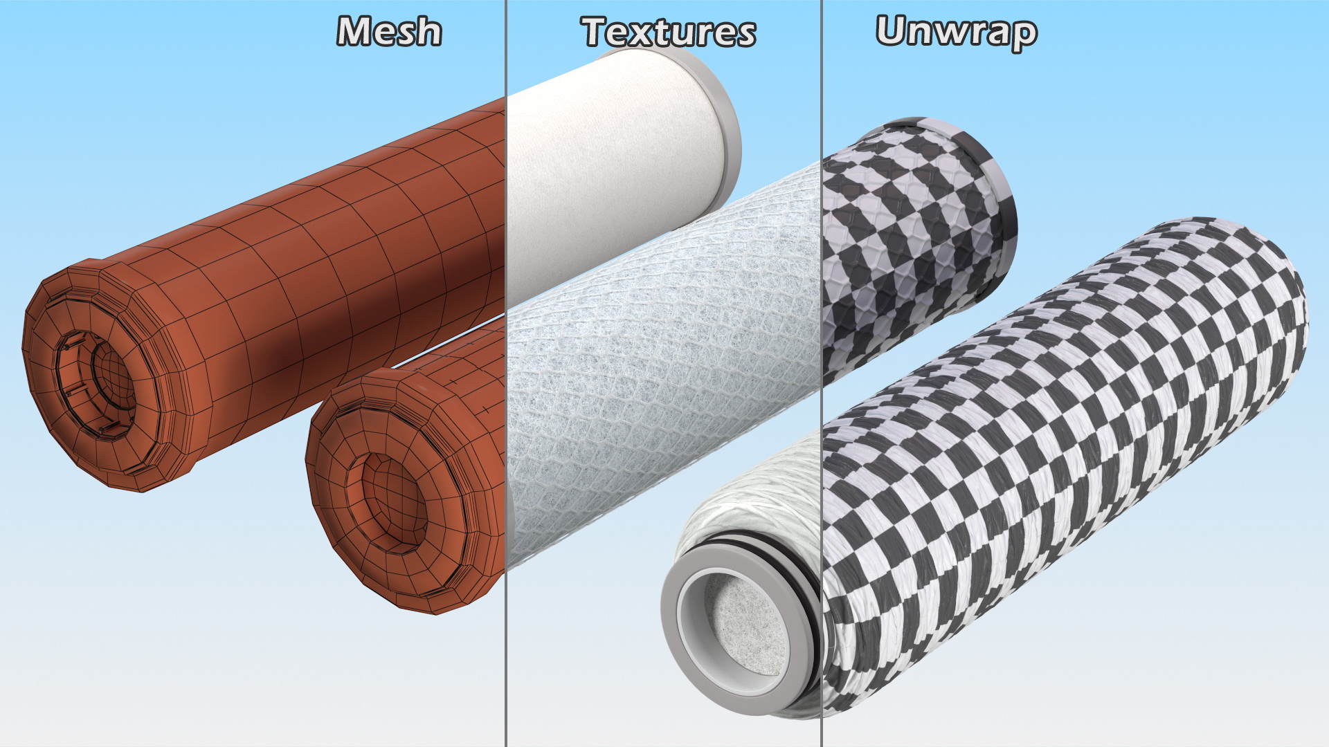 House Water Filter System Set 3D model