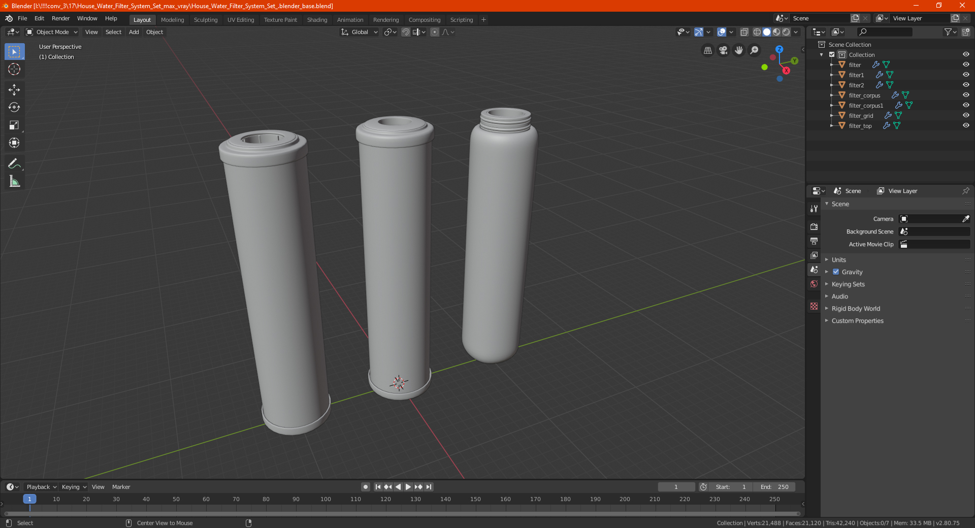 House Water Filter System Set 3D model