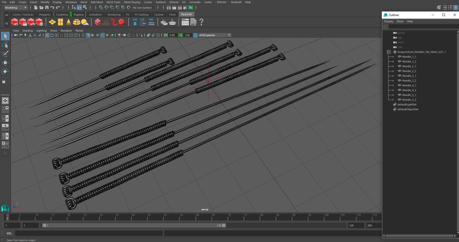 3D model Acupuncture Needles Set Silver