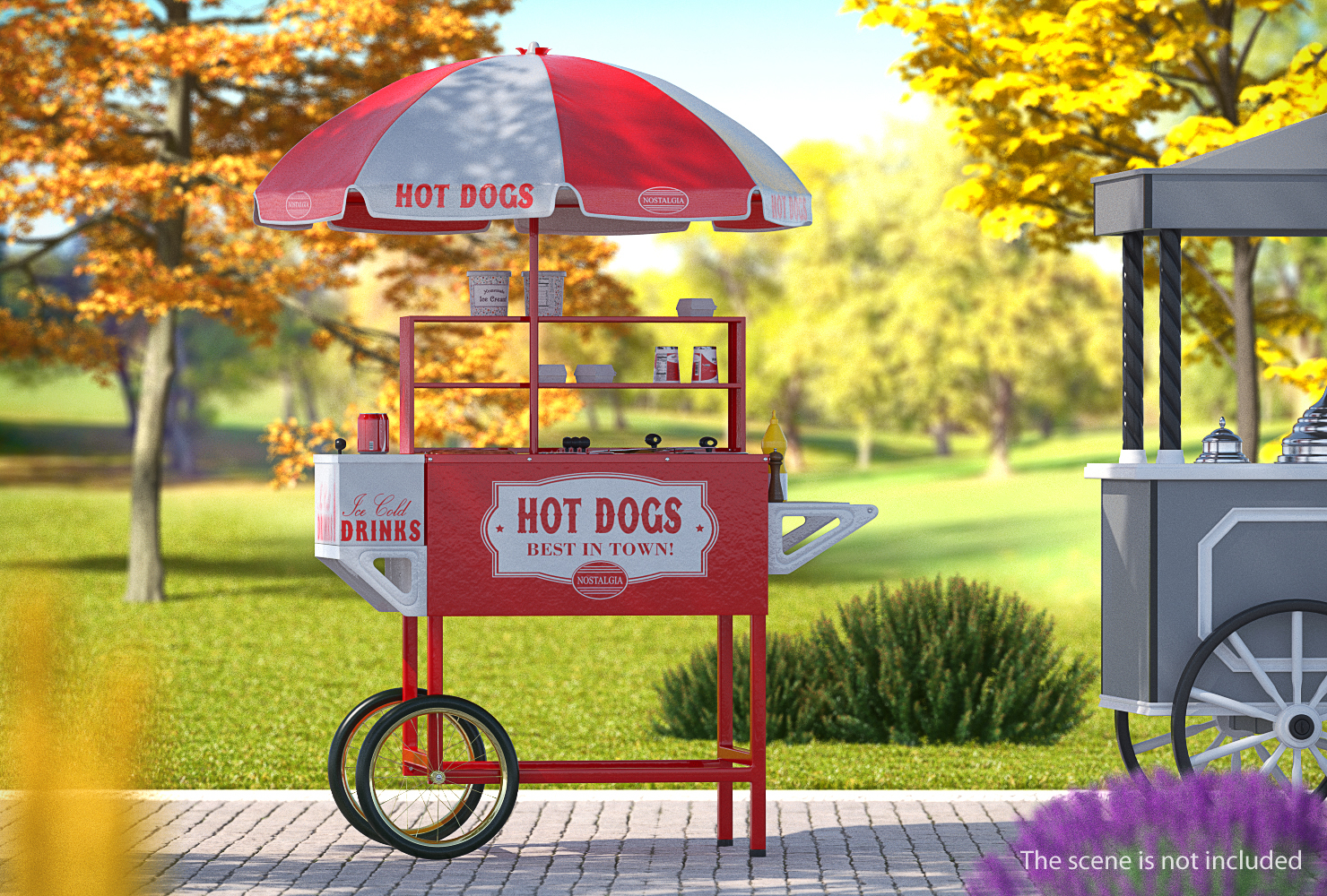 Hot Dog Cart with Food 3D