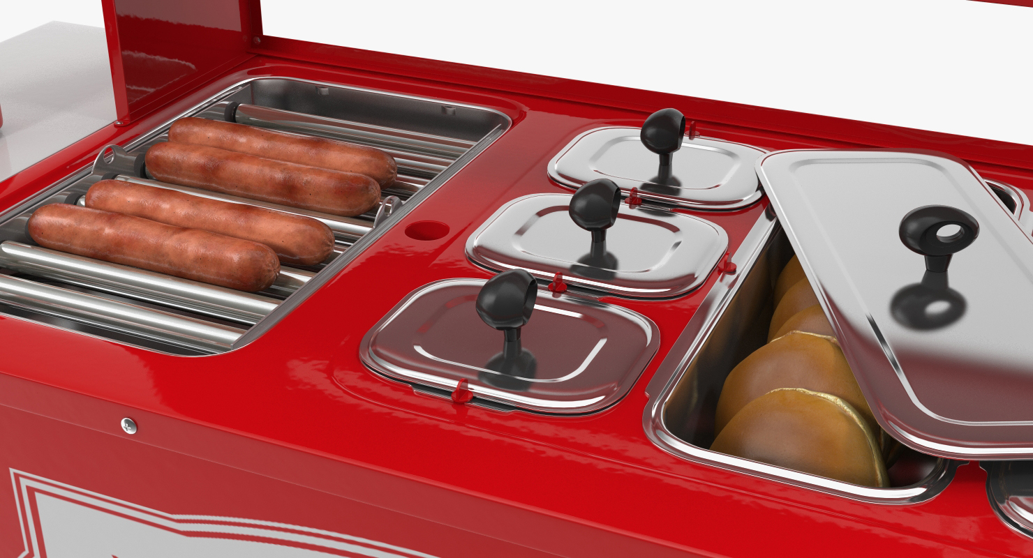 Hot Dog Cart with Food 3D