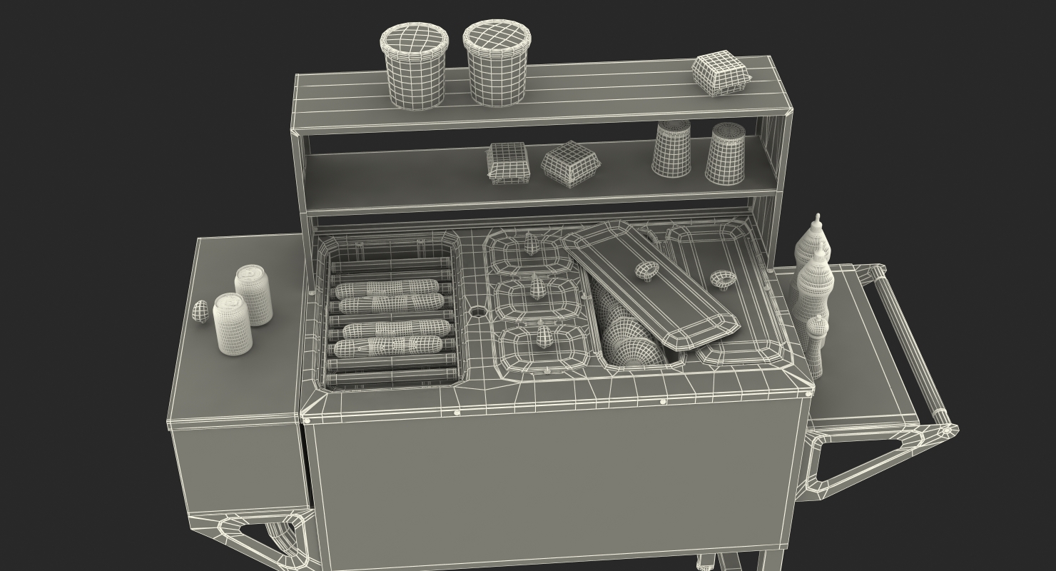 Hot Dog Cart with Food 3D