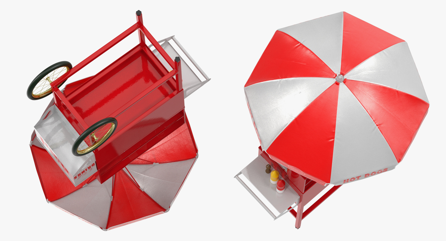 Hot Dog Cart with Food 3D