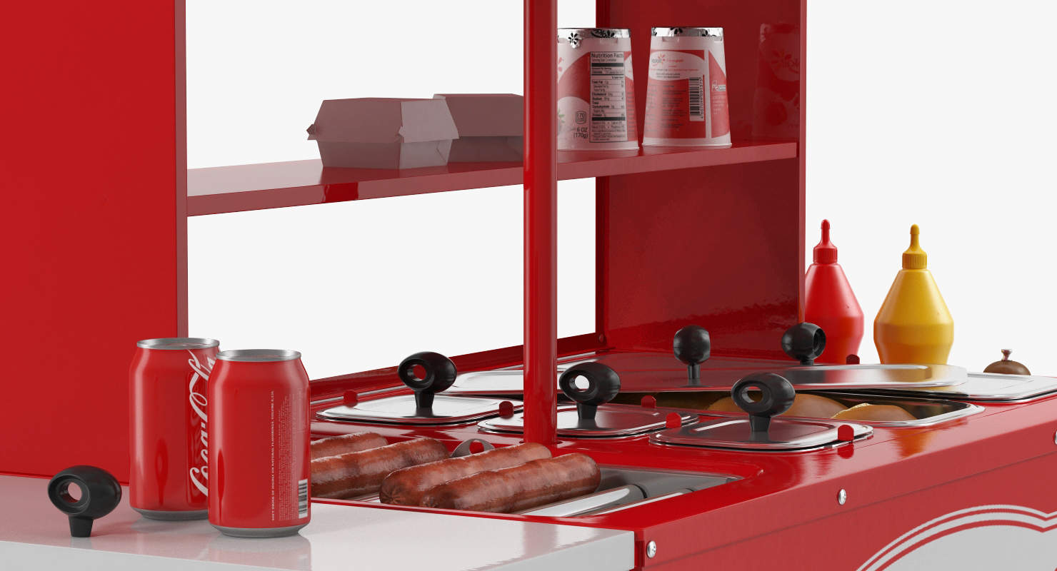 Hot Dog Cart with Food 3D