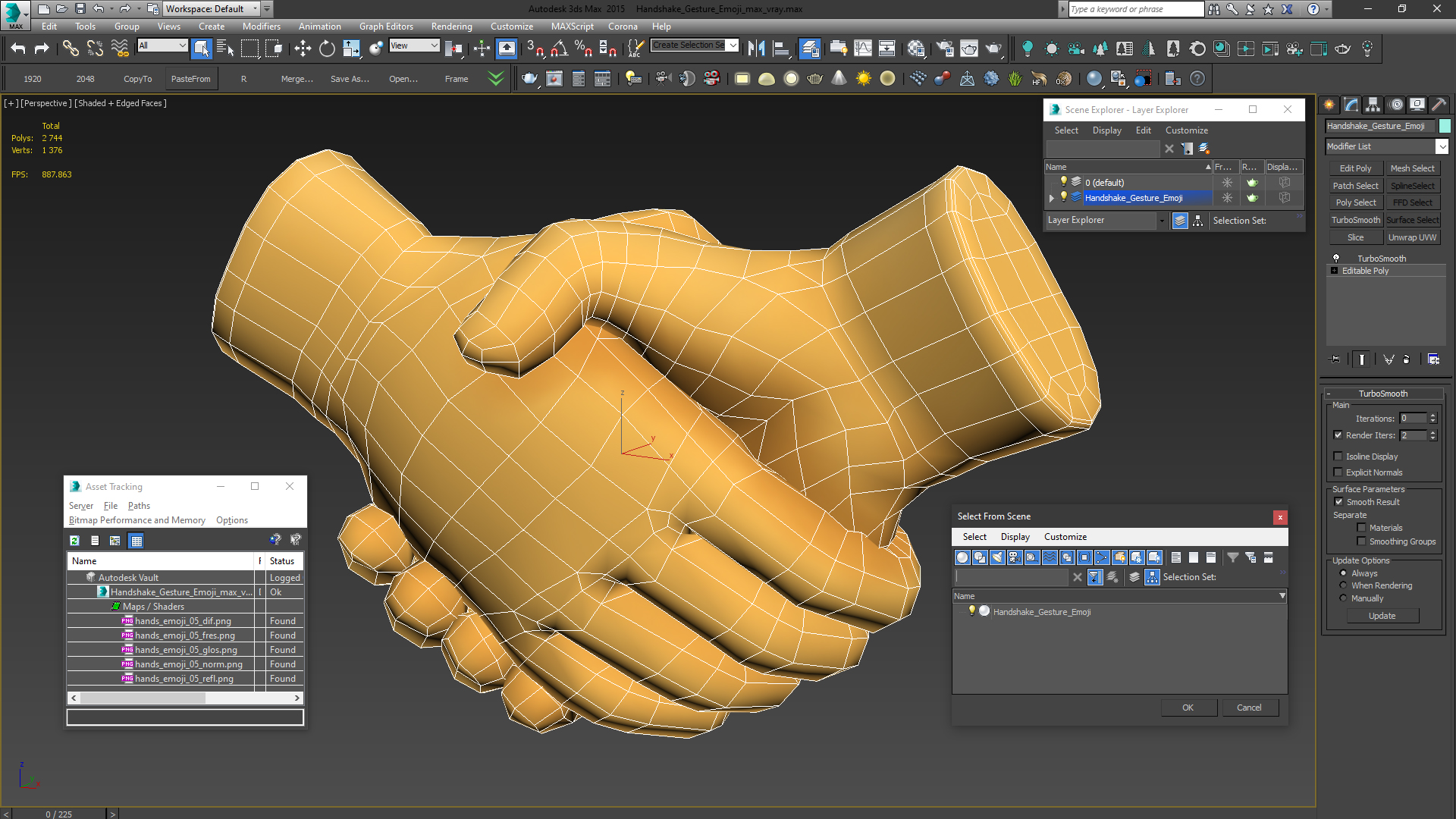 3D Handshake Gesture Emoji model