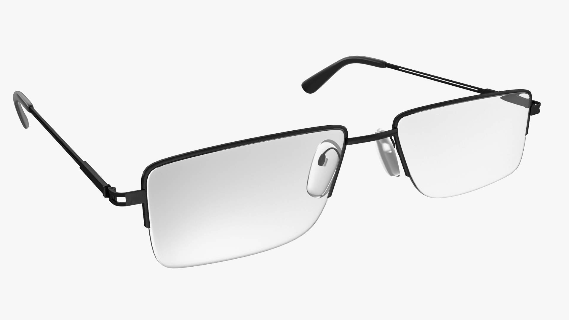 Rectangular Reading Glasses with Black Frame 3D model