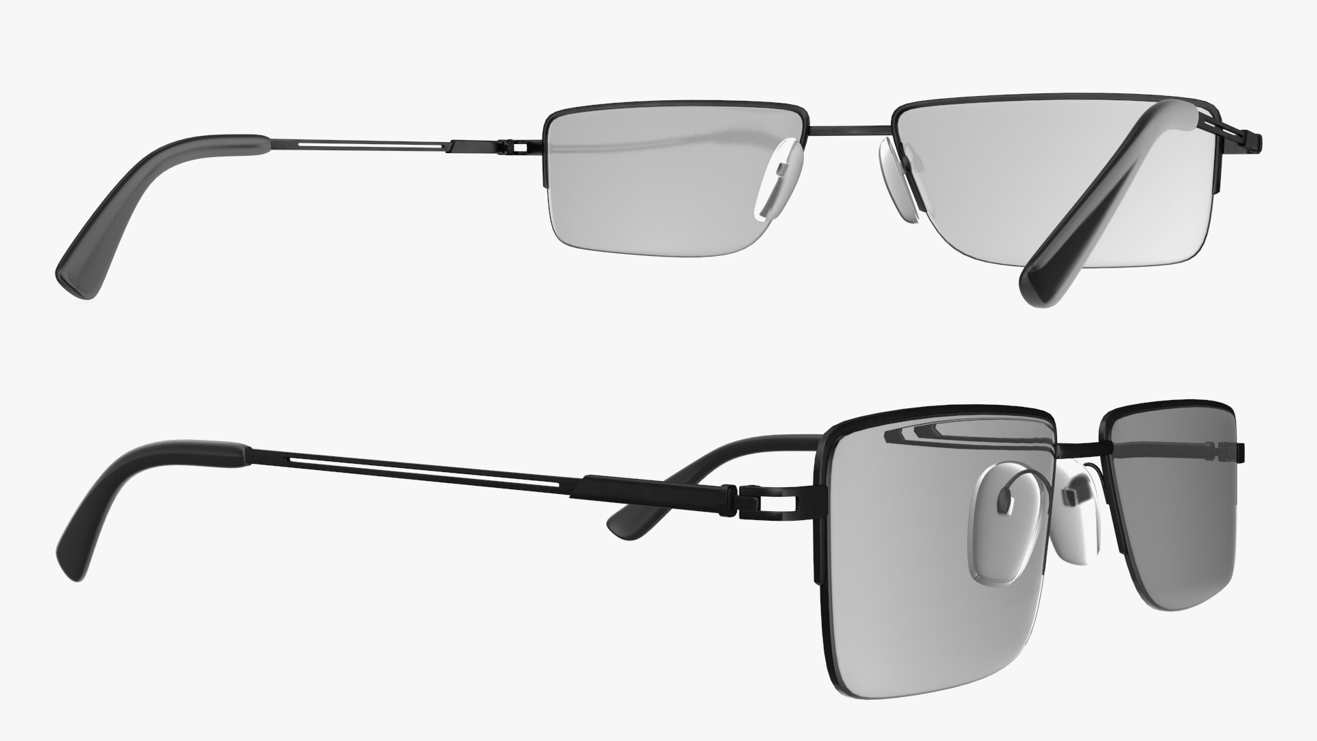 Rectangular Reading Glasses with Black Frame 3D model