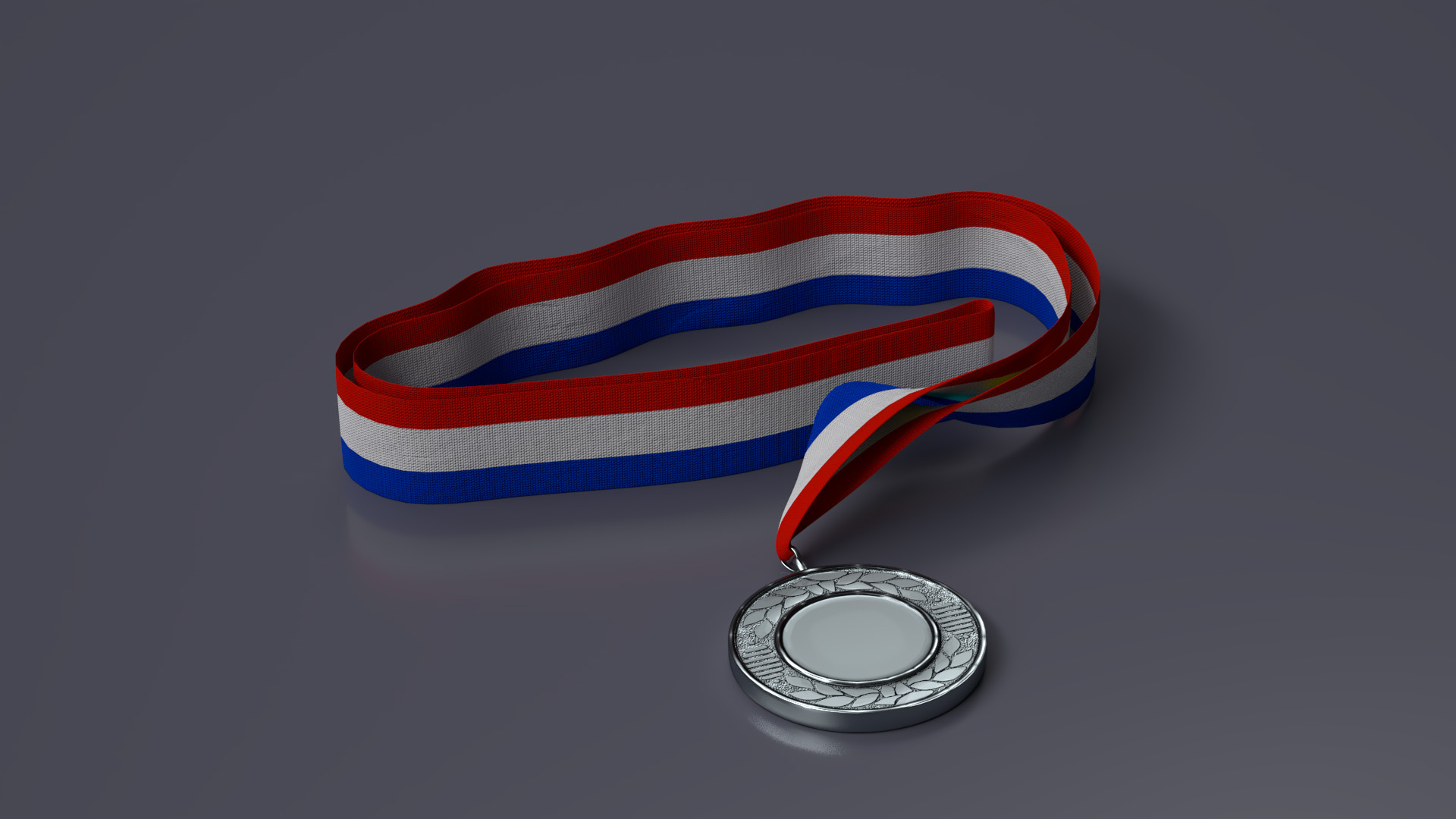 Silver Award Medal with Tricolor Ribbon 3D model