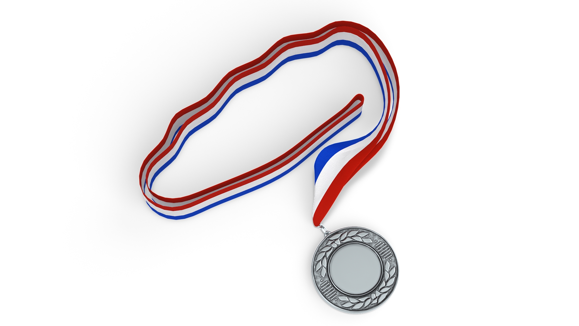 Silver Award Medal with Tricolor Ribbon 3D model