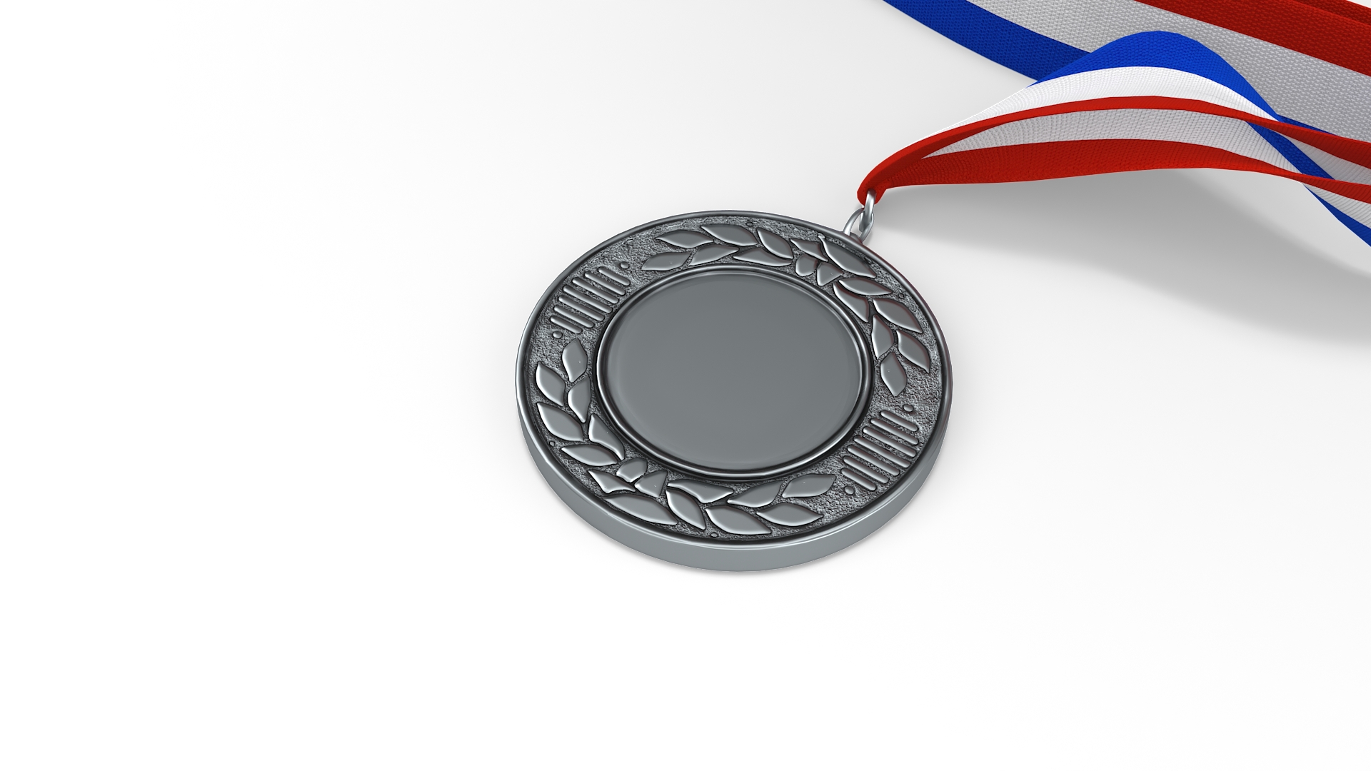 Silver Award Medal with Tricolor Ribbon 3D model