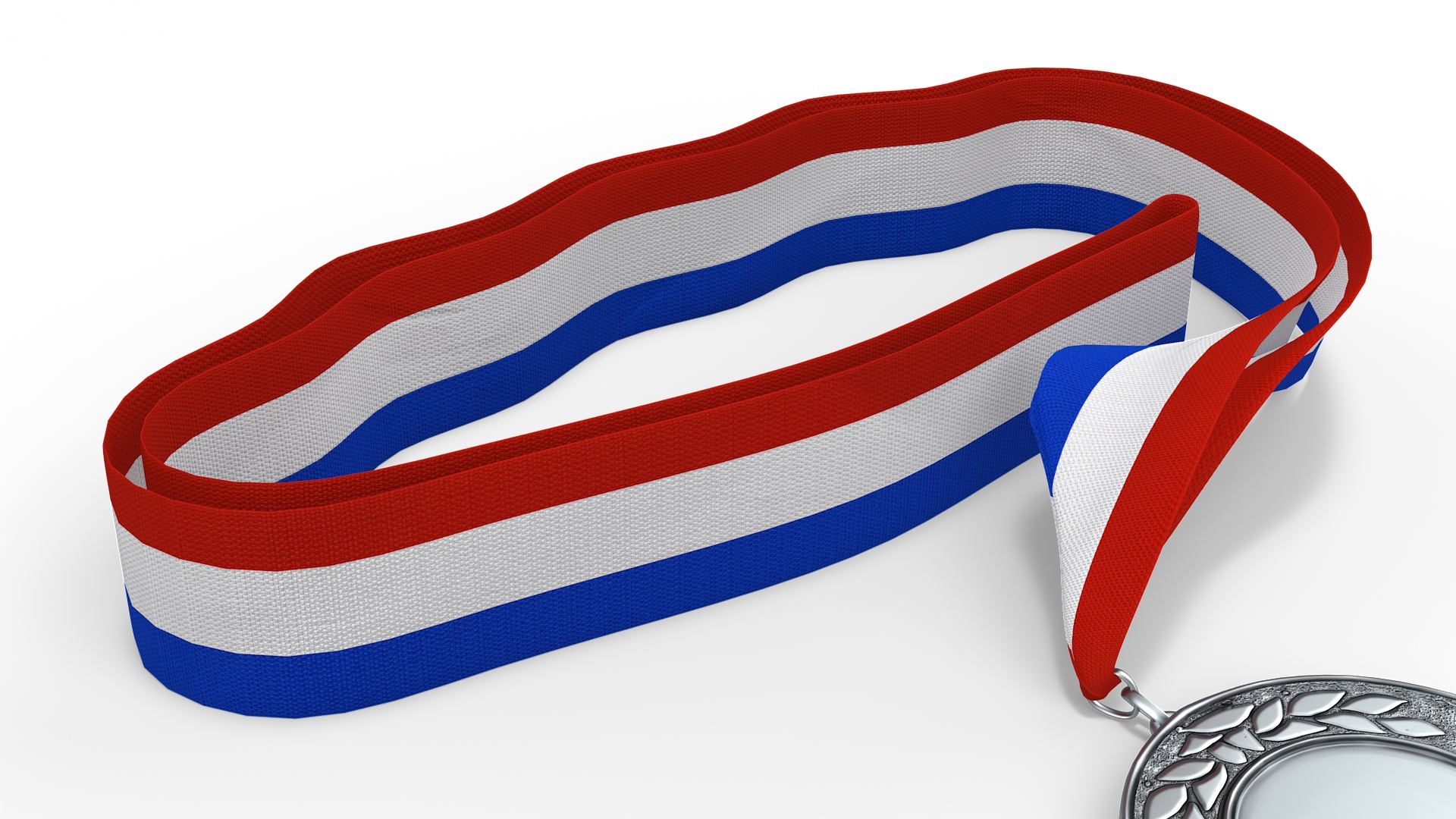 Silver Award Medal with Tricolor Ribbon 3D model