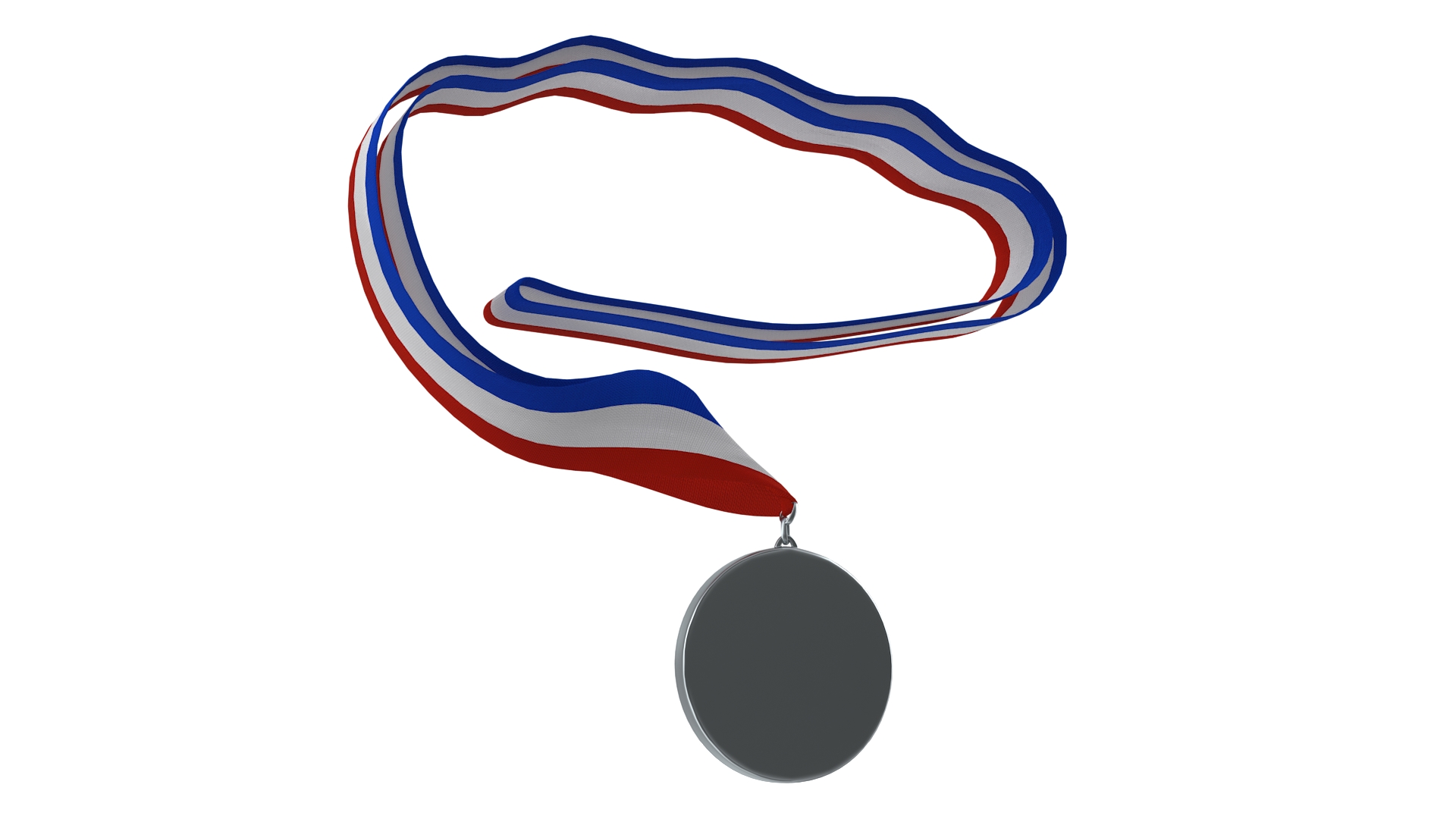 Silver Award Medal with Tricolor Ribbon 3D model