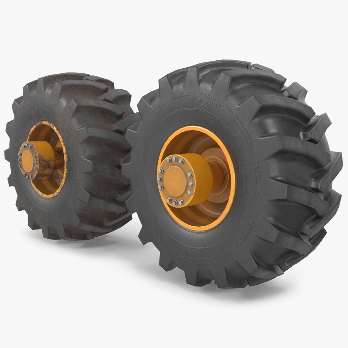 Heavy Machine Tire Wheel Set Clean and Dirt - view 12