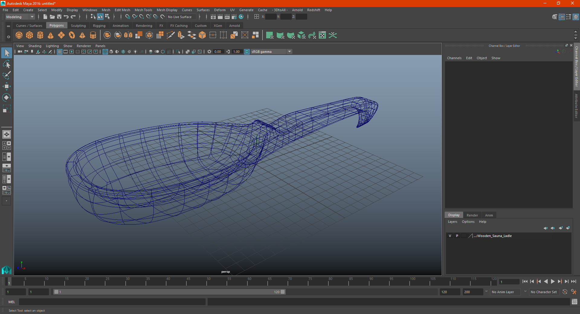 3D Wooden Sauna Ladle model