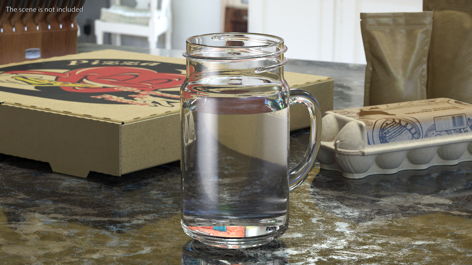 3D Mason Jar With Handle Full