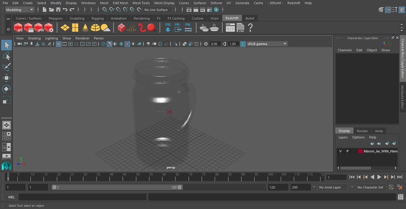 3D Mason Jar With Handle Full