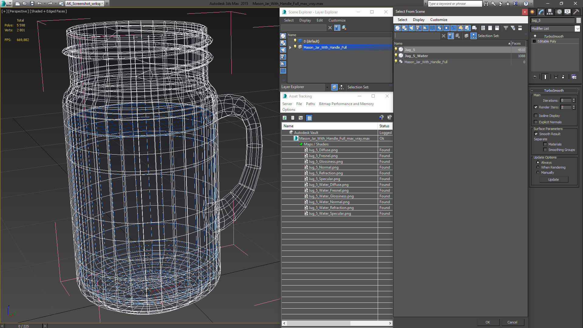 3D Mason Jar With Handle Full