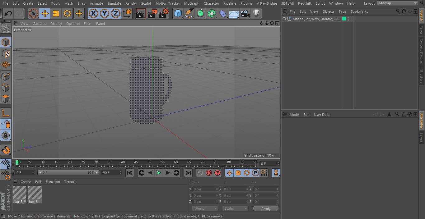 3D Mason Jar With Handle Full