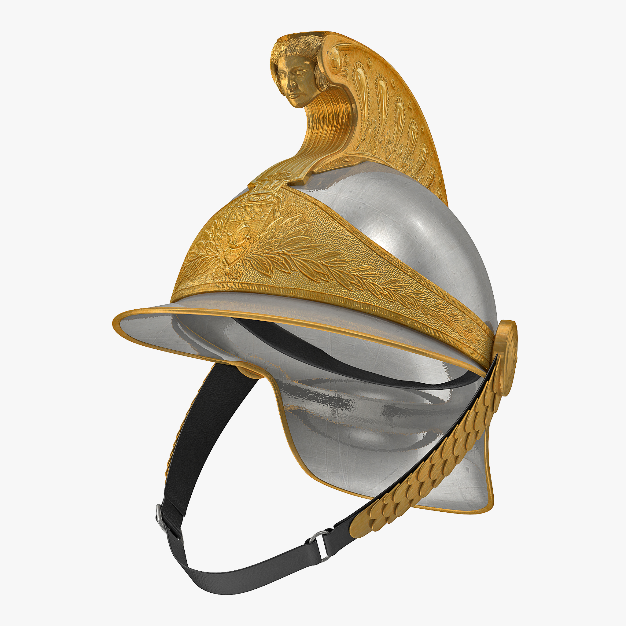 1872 French Cuirassier Heavy Cavalry Officer Helmet 3D Model, view 3