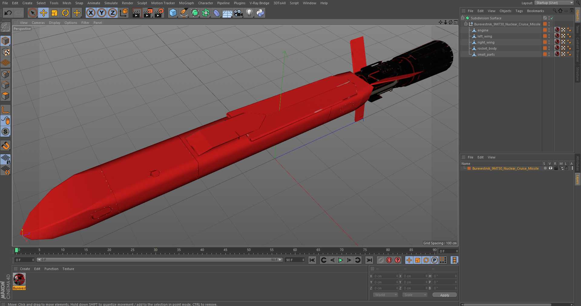 3D model Burevestnik 9M730 Nuclear Cruise Missile