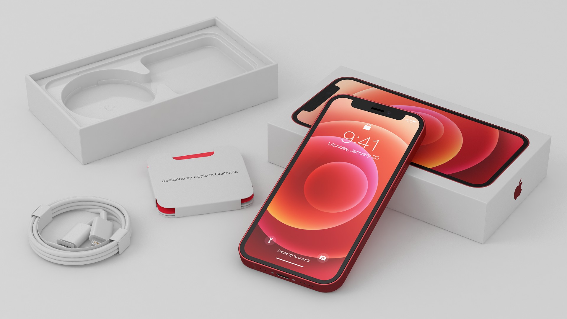 iPhone 12 mini Unboxed Product RED 3D model