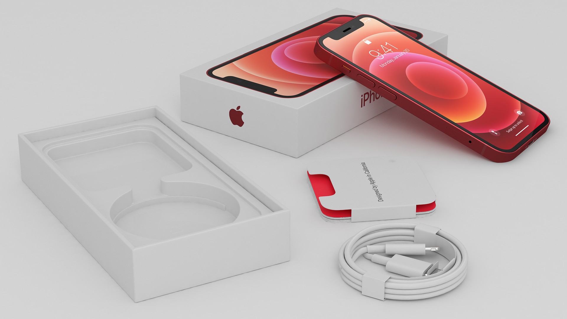 iPhone 12 mini Unboxed Product RED 3D model