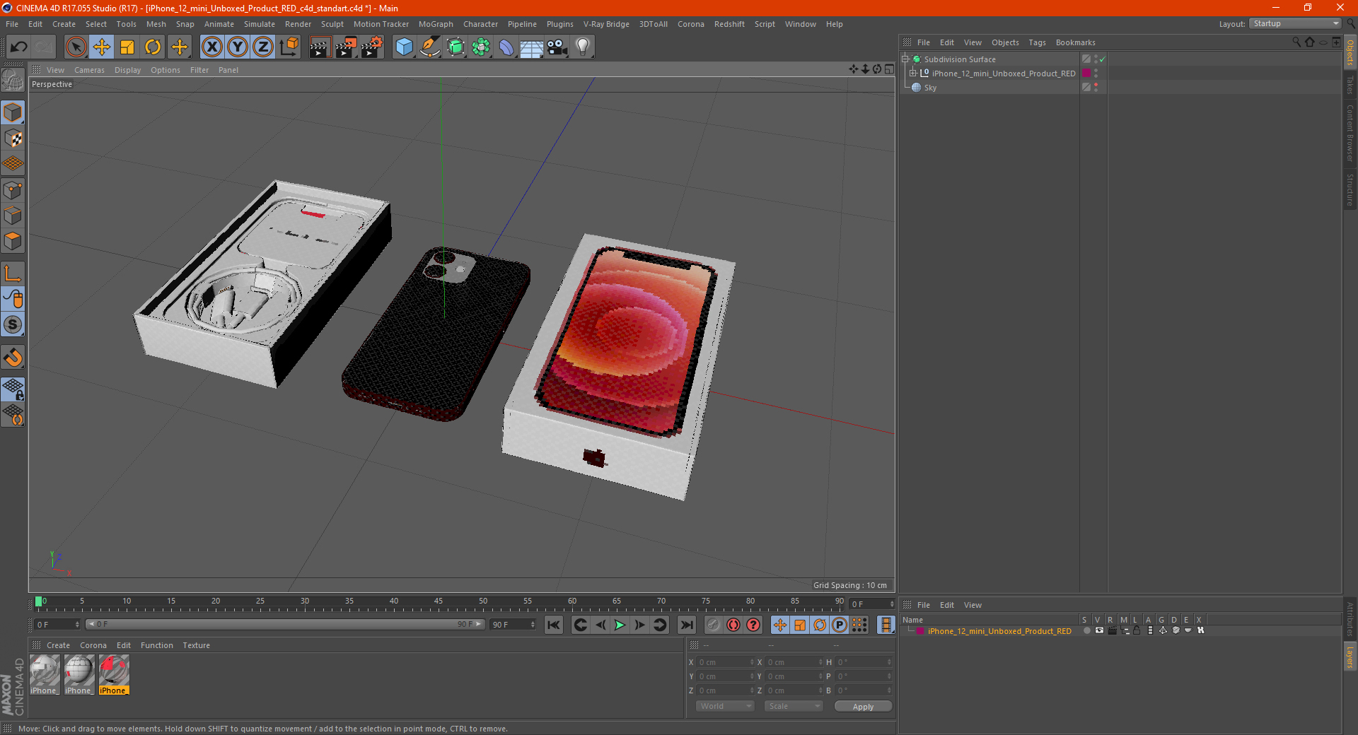 iPhone 12 mini Unboxed Product RED 3D model
