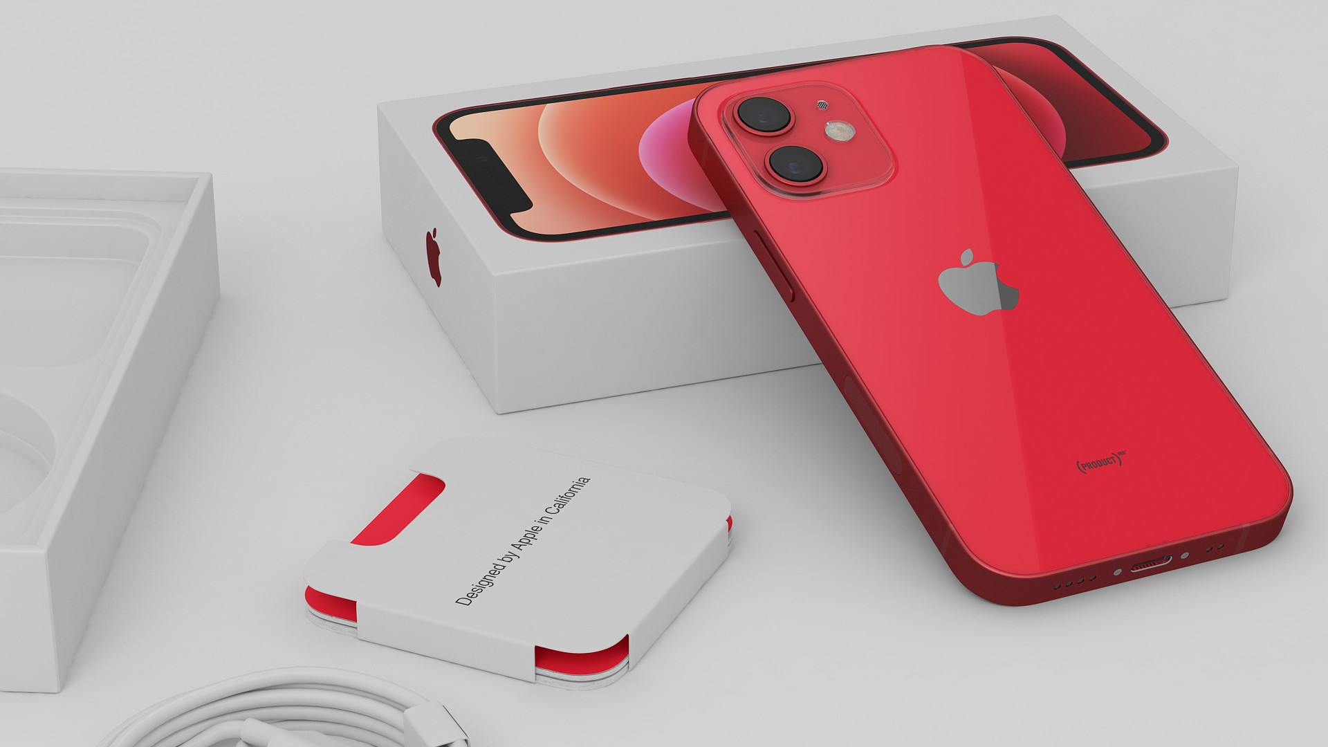 iPhone 12 mini Unboxed Product RED 3D model