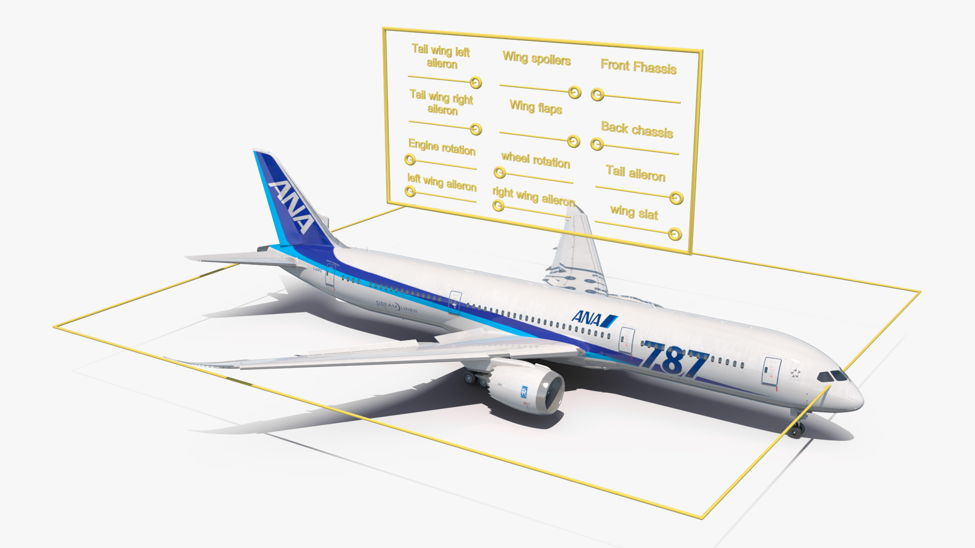 3D model Boeing 787-9 Dreamliner ANA Livery Rigged for Maya