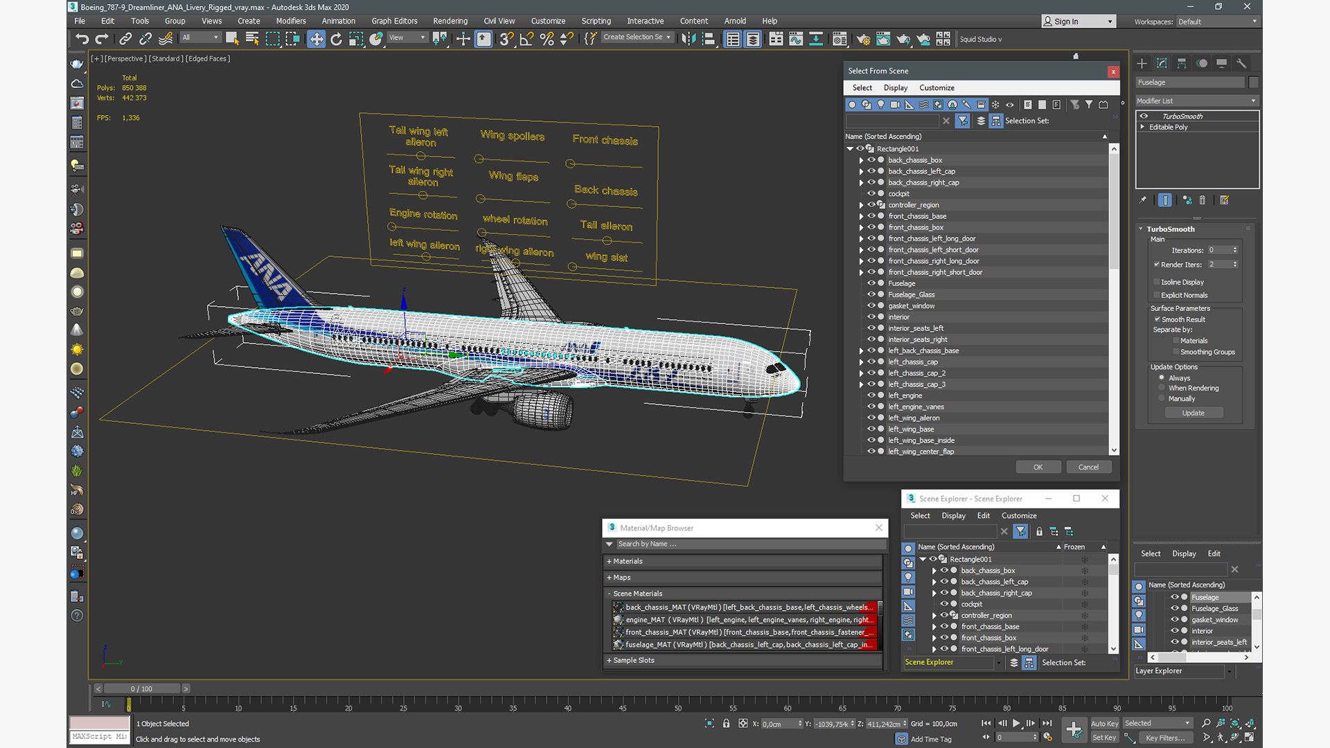 3D model Boeing 787-9 Dreamliner ANA Livery Rigged for Maya