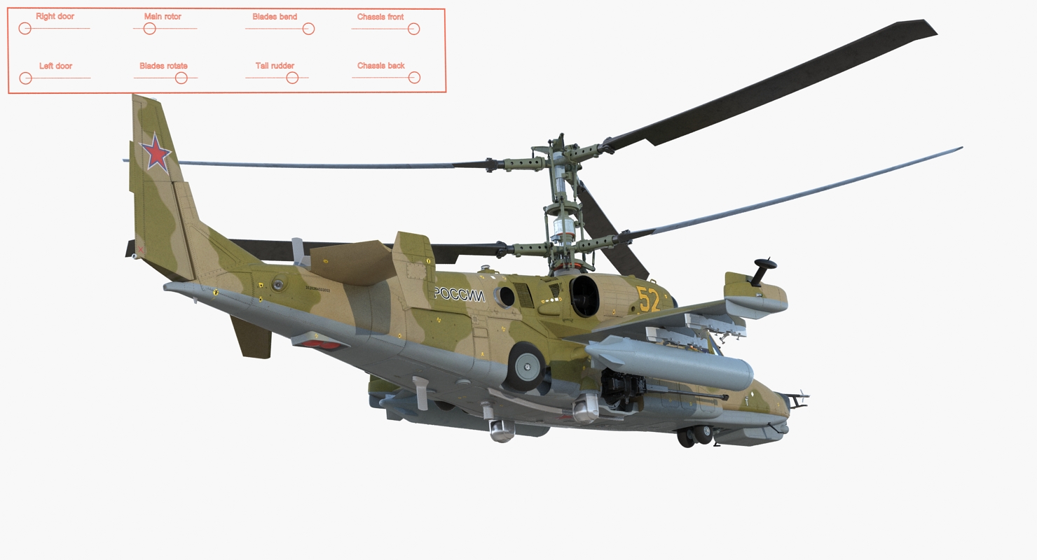 3D Attack Helicopter Kamov KA 50 Black Shark Rigged model