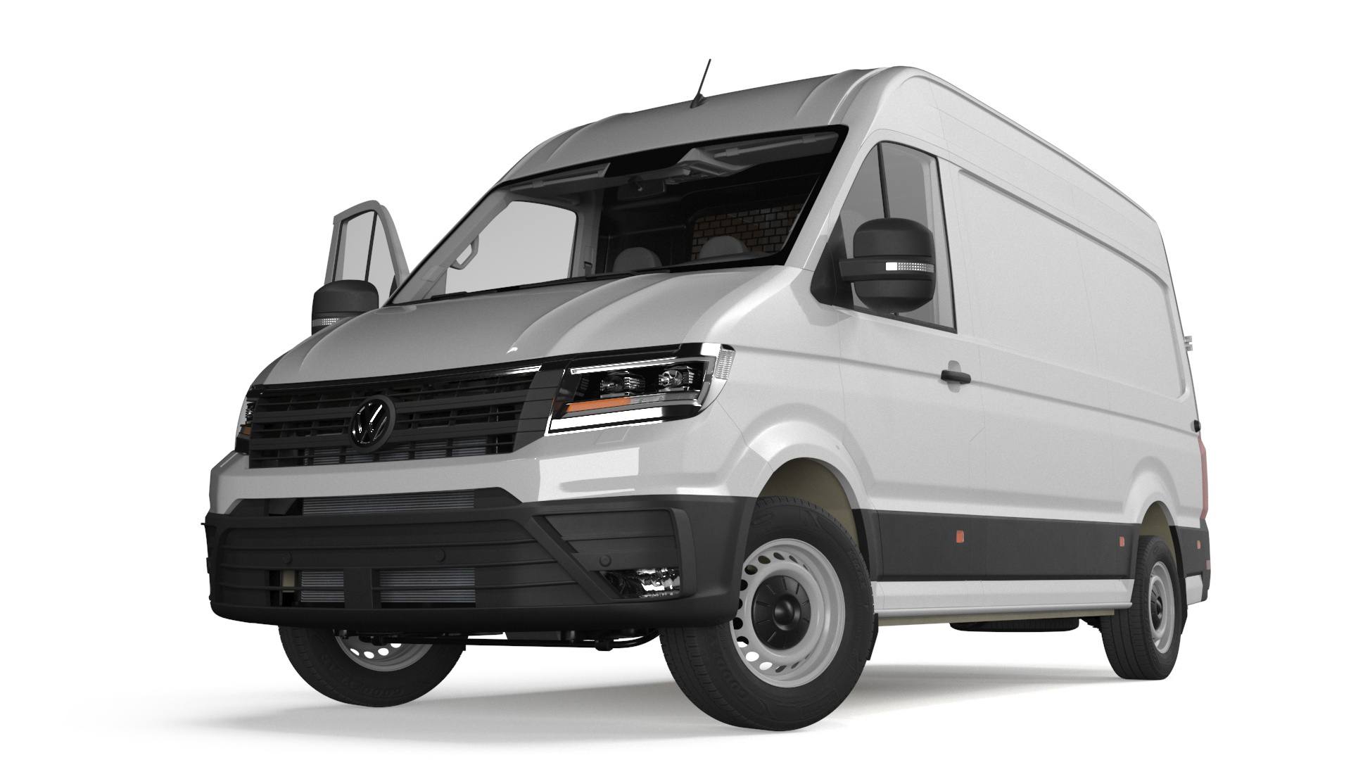 3D model Volkswagen Crafter Van 2024 White Color Rigged for Maya