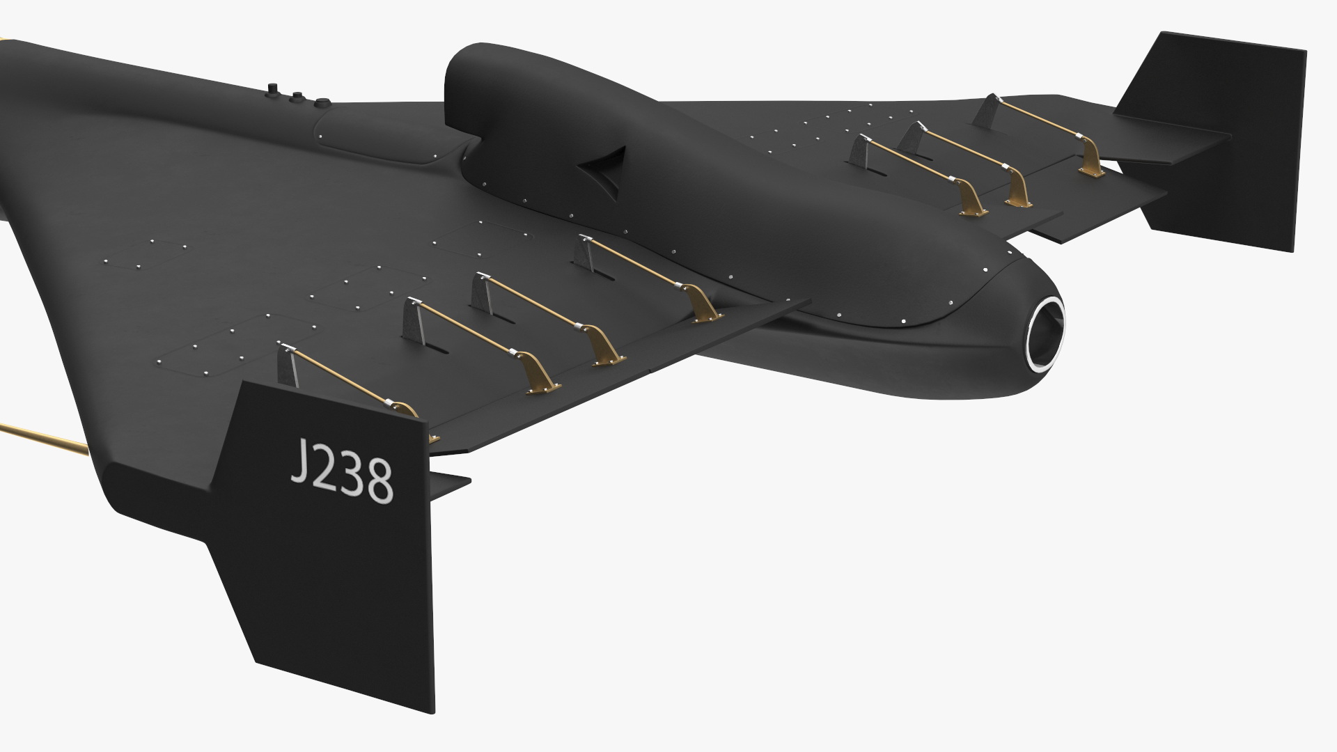 3D Shahed 238 Kamikaze Drone Black Rigged model