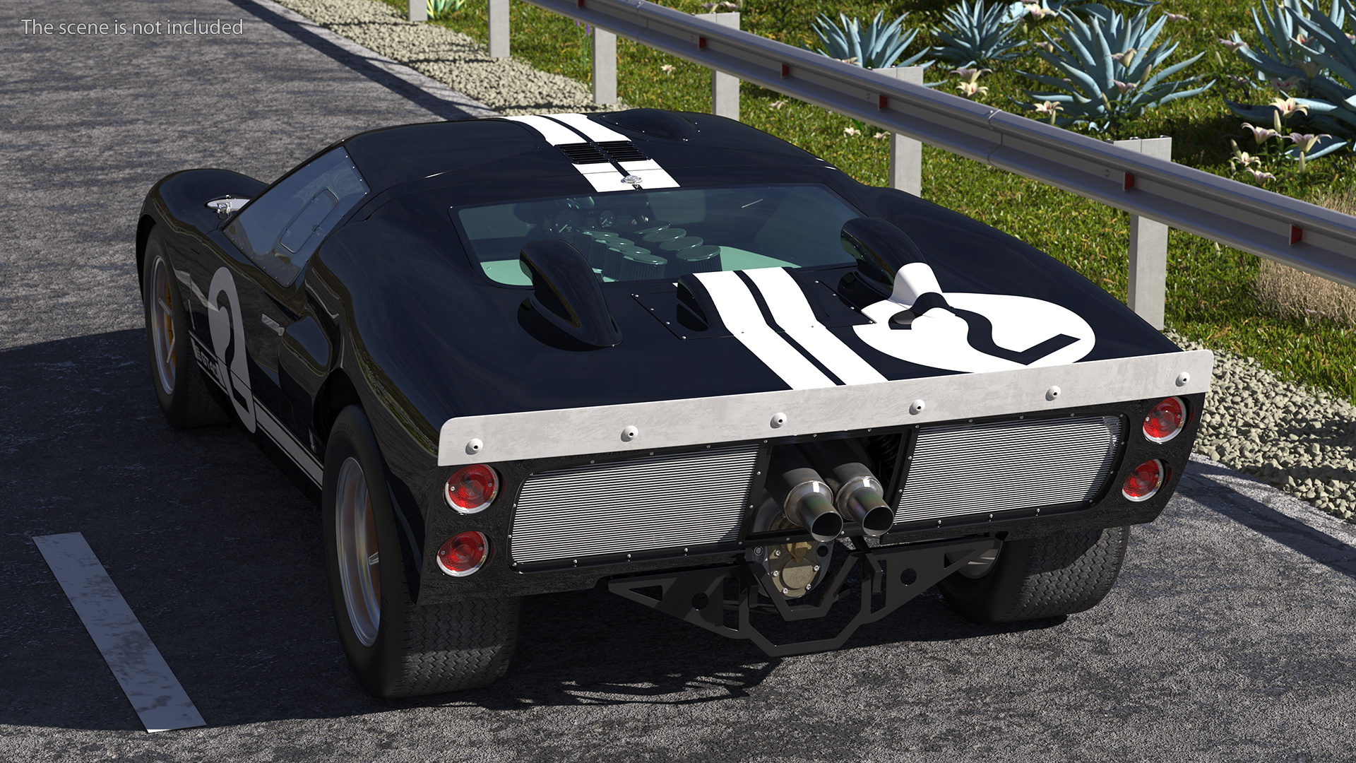 3D Ford GT40 Racing Car Black