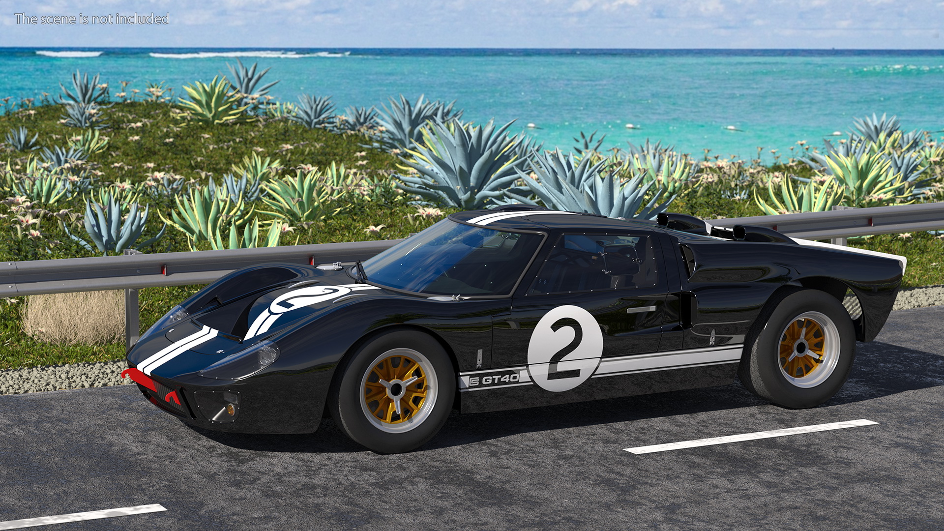 3D Ford GT40 Racing Car Black