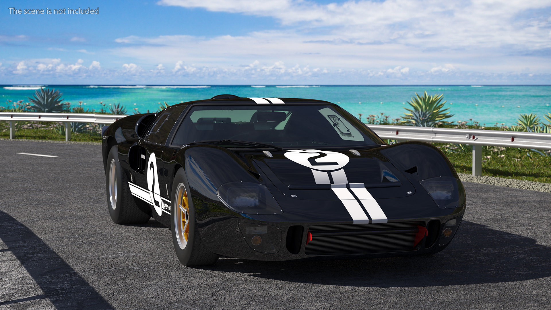 3D Ford GT40 Racing Car Black