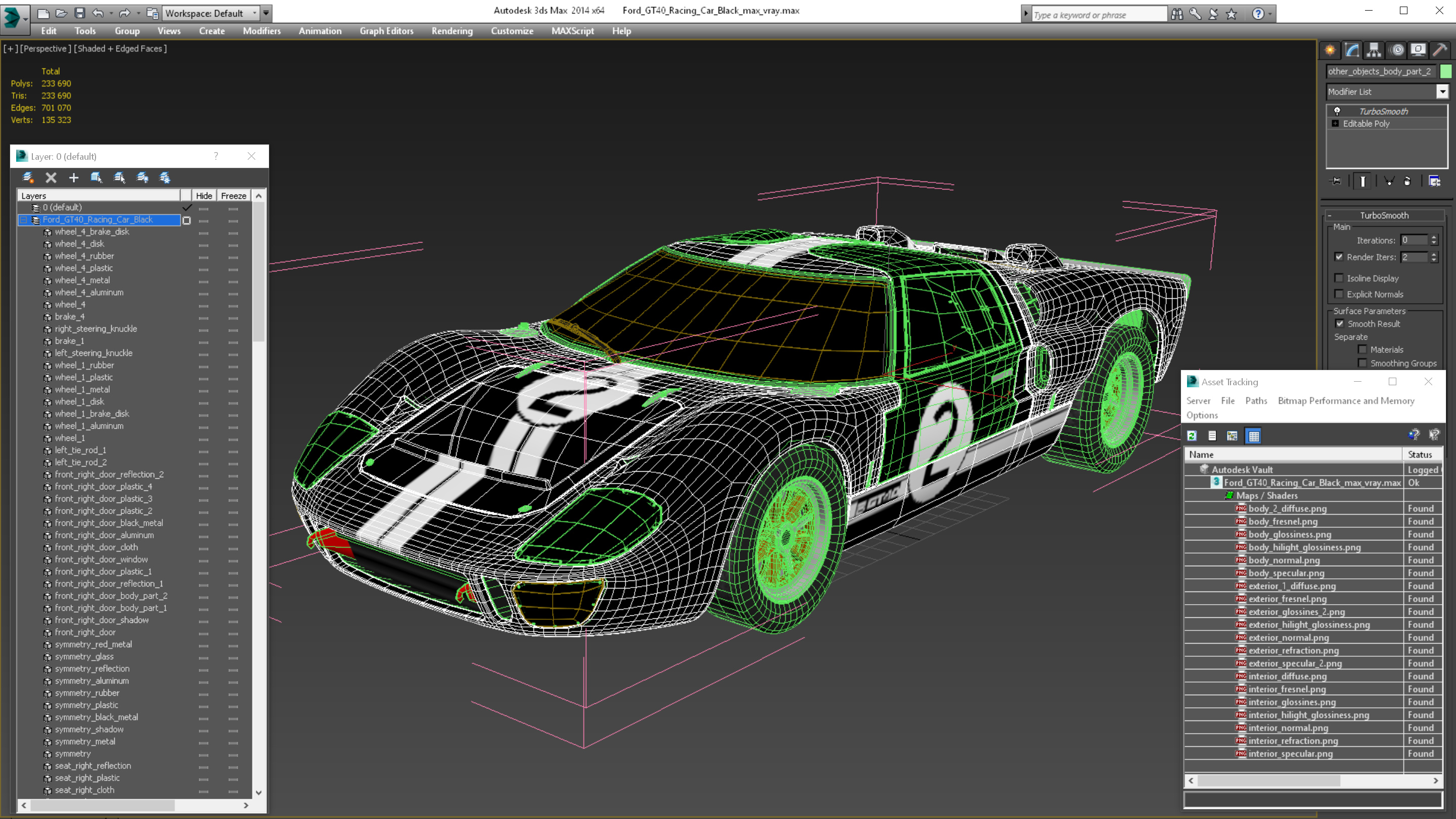 3D Ford GT40 Racing Car Black