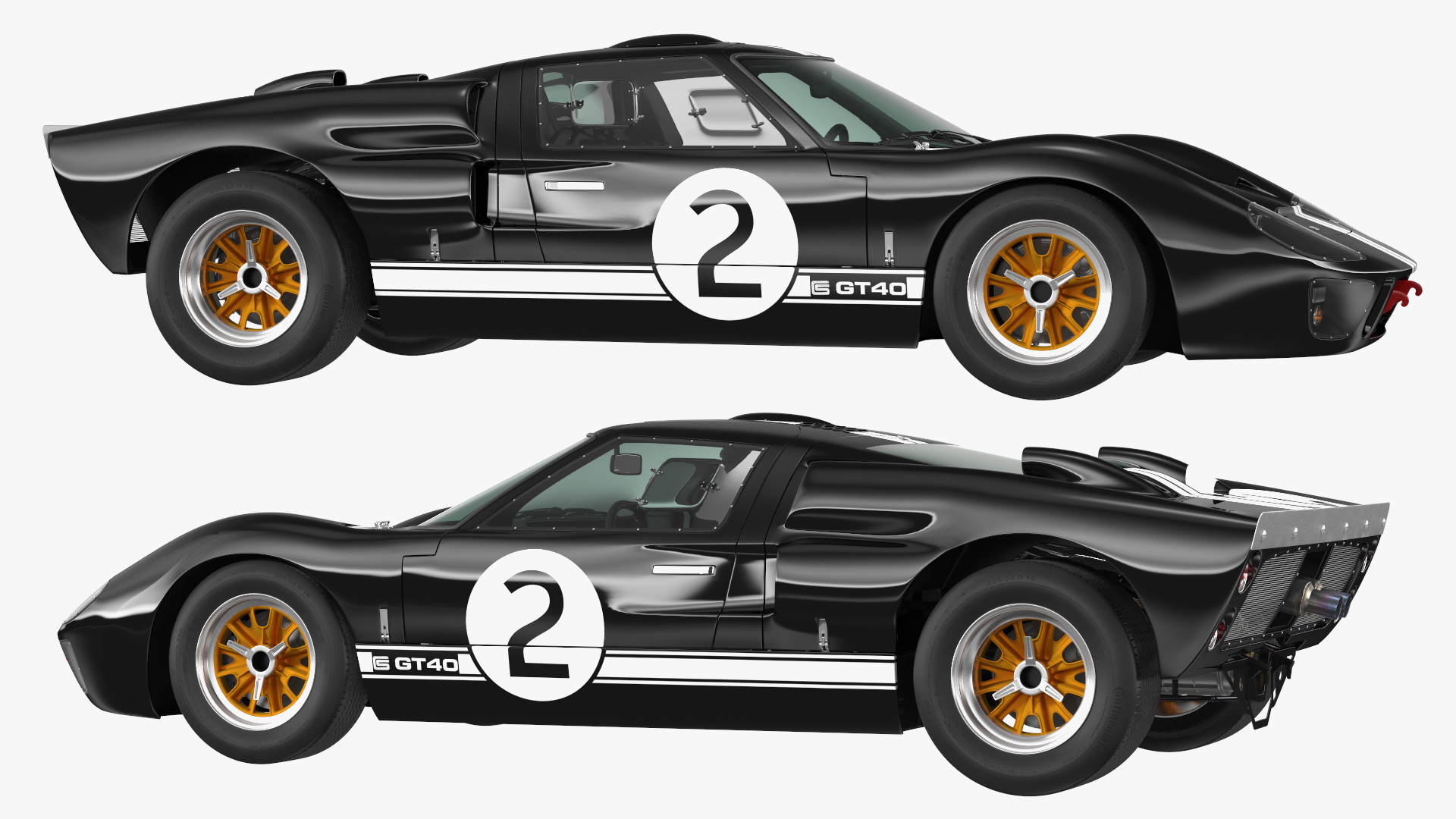 3D Ford GT40 Racing Car Black