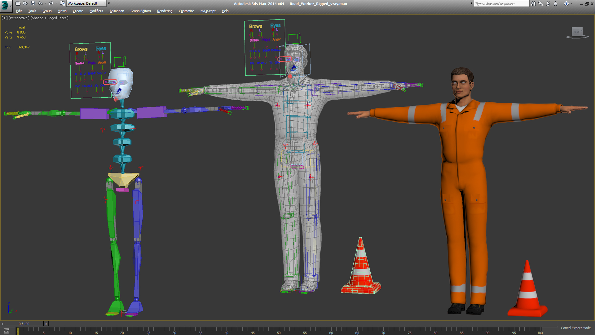 3D Road Worker Rigged model