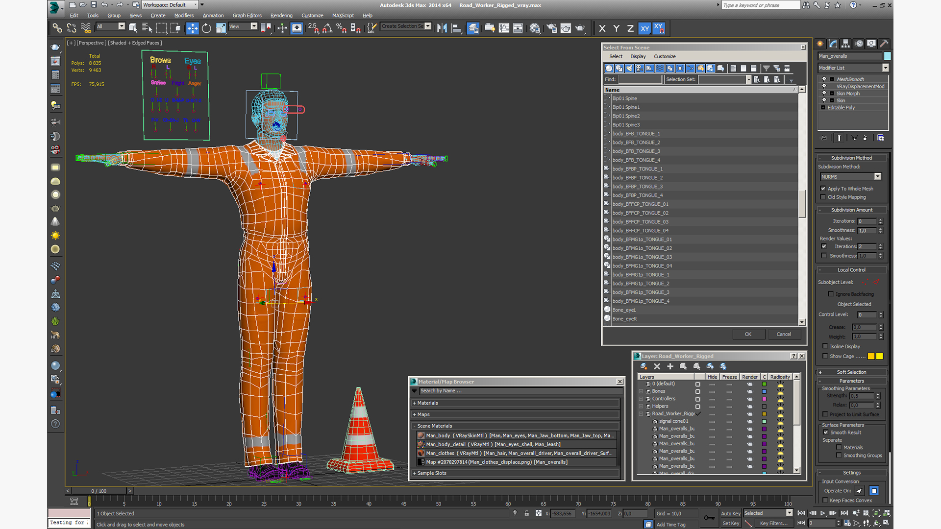 3D Road Worker Rigged model