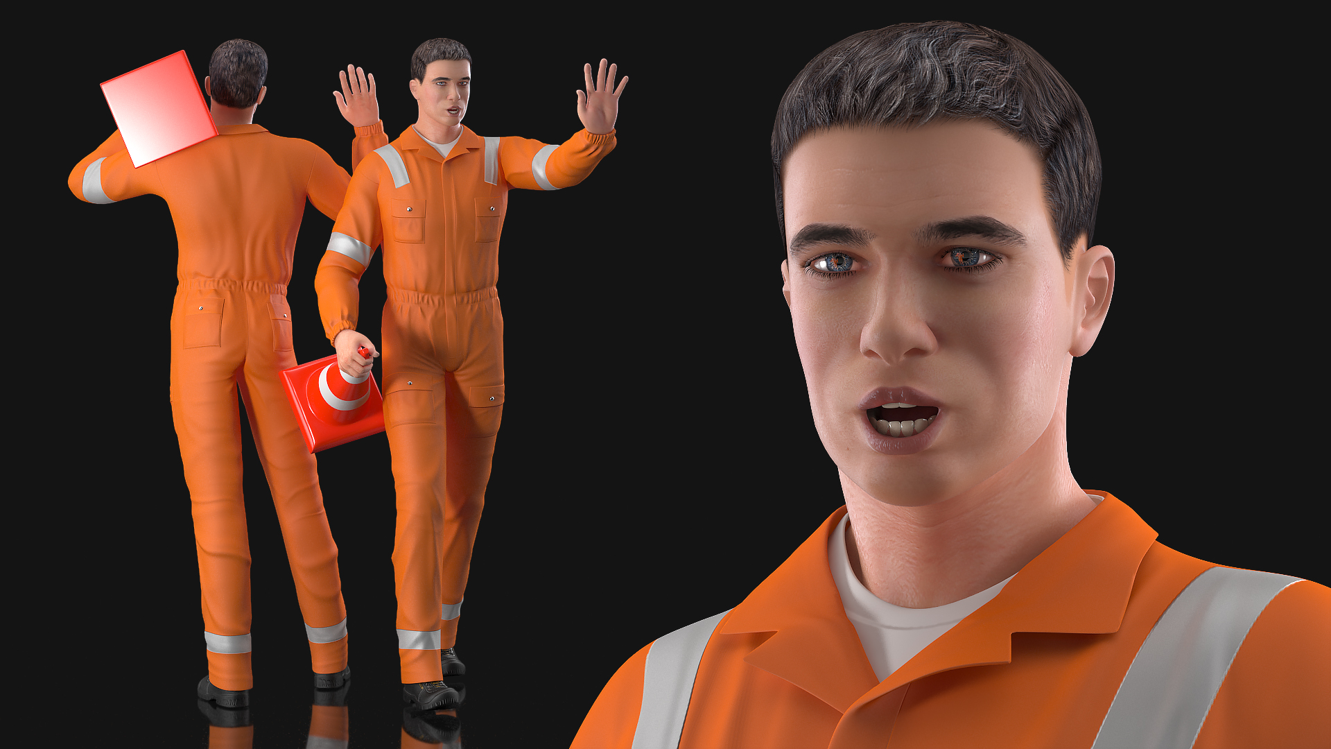 3D Road Worker Rigged model