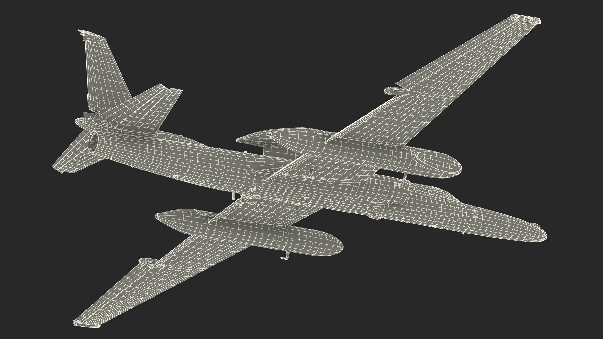 Reconnaissance Aircraft Grey Rigged for Maya 3D model